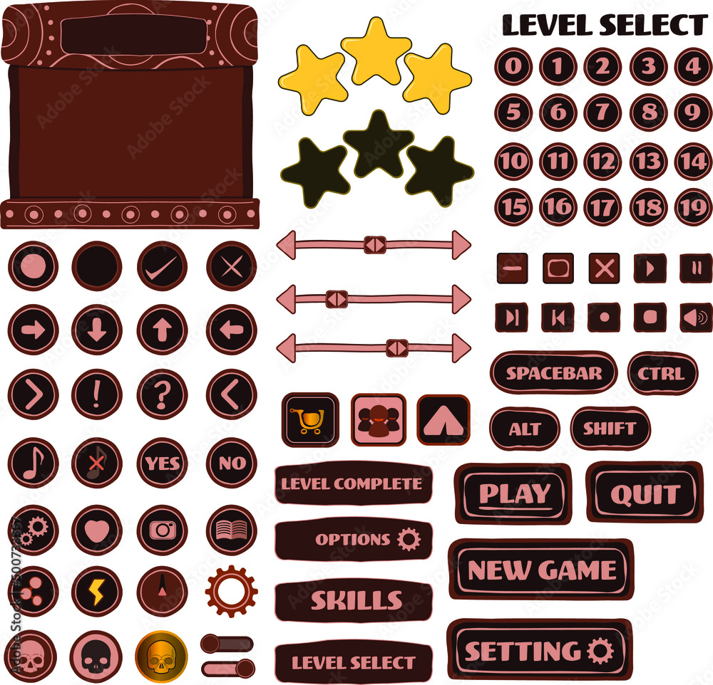 game interface icon pack Ancient tribal game genre Stock Vector | Adobe ...