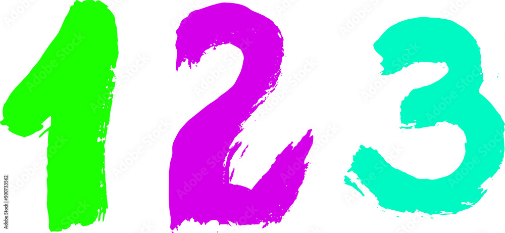 Numbers one two three gouache Numbers one two three gouache