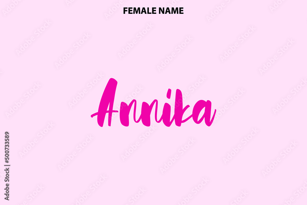 Bold Calligraphy Text Girl Female Name Annika on Pink Background