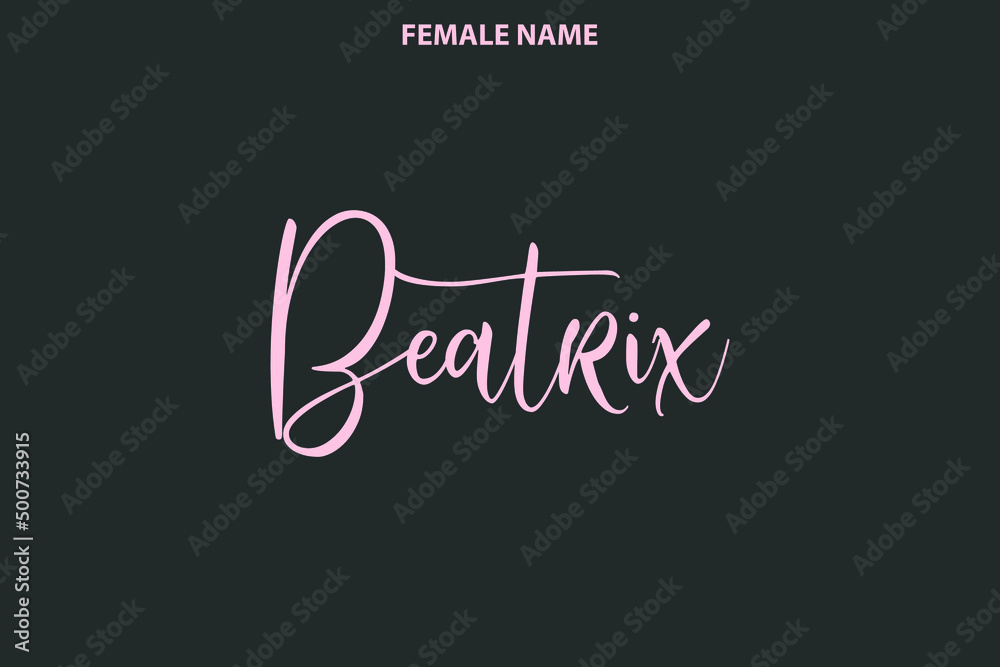 Hand Drawn Vector Girl Name Beatrix on Grey Background