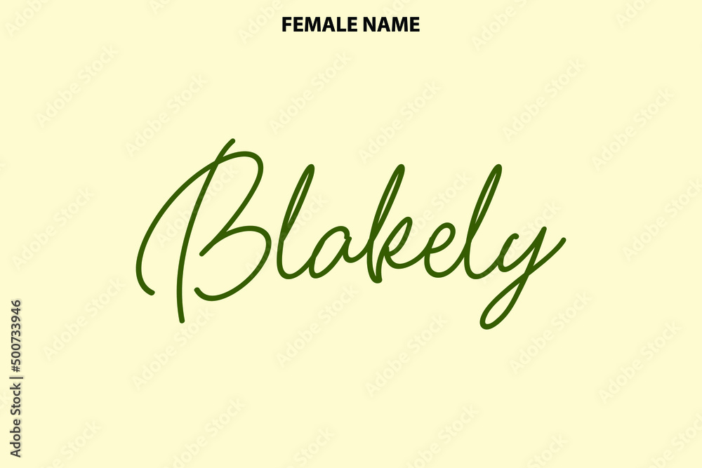 Women's Name Calligraphy Text Blakely on Light Yellow Background Women's Name Calligraphy Text Blakely on Light Yellow Background