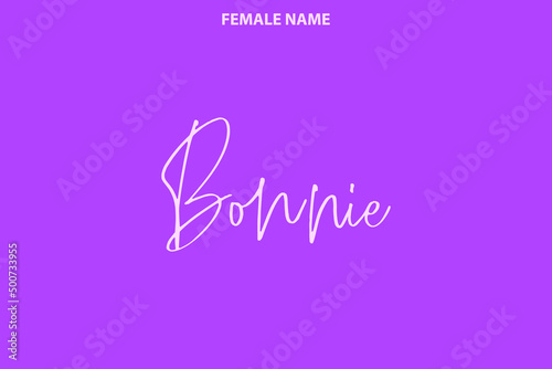 Calligraphy Text Girl Female Name Bonnie on Purple Background