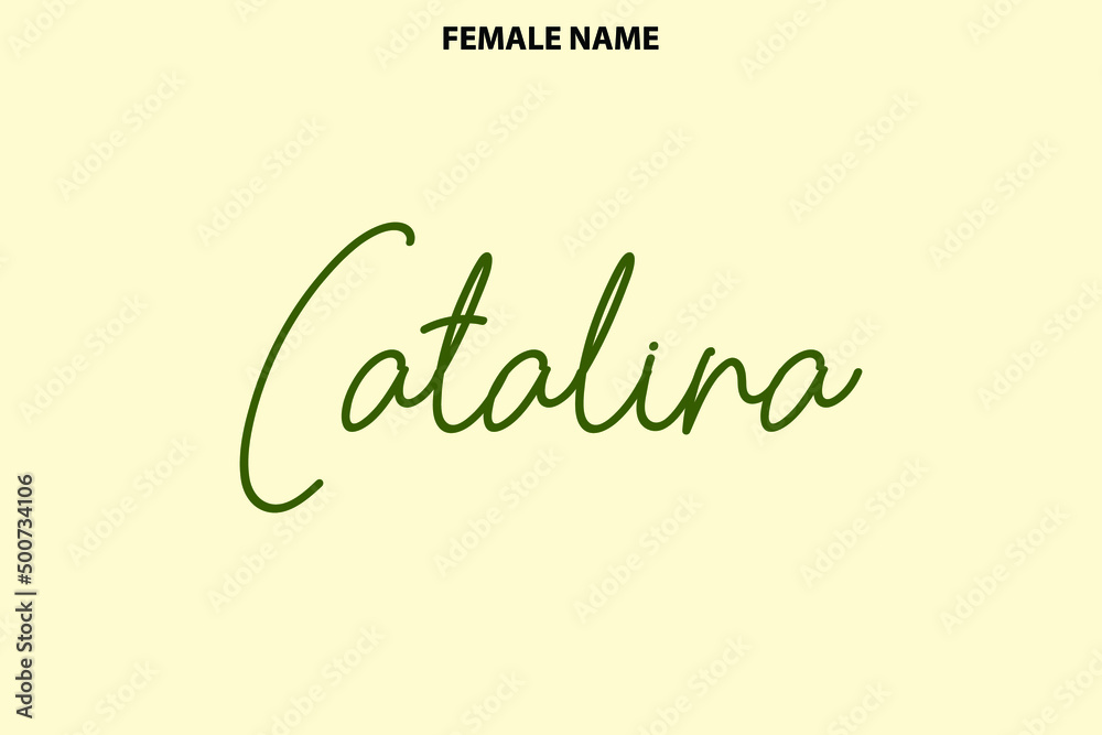 Typography Text Design Given Girl Name   Catalina on Light Yellow Background