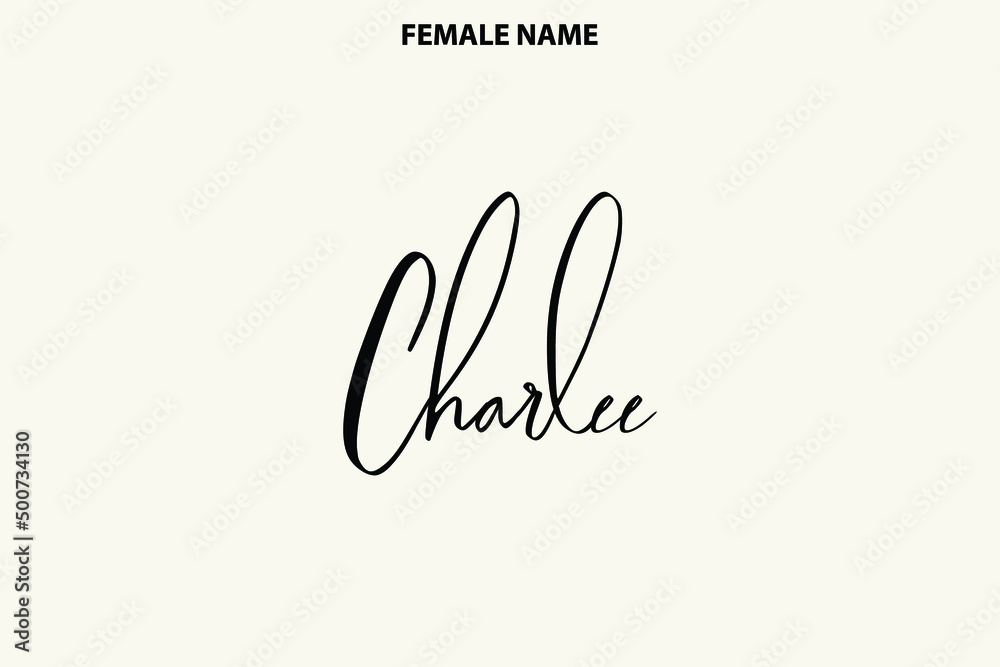 Girl's Name Elegant Vector Text Lettering Series Charlee on Light Yellow Background