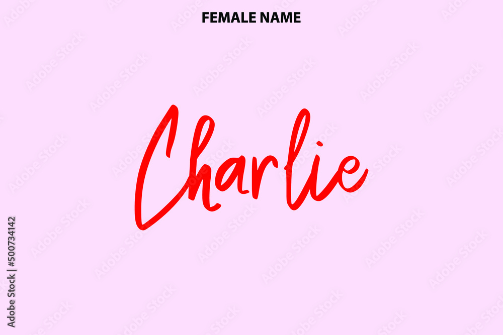 Typography Personal Female Names Charlie on Pink Background