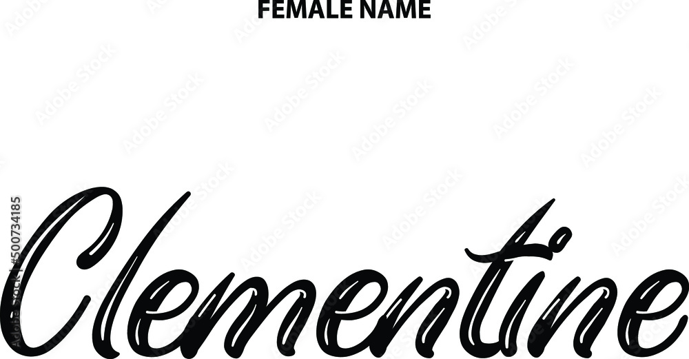 Clementine Outline Typography Personal Female Names Stock Vector