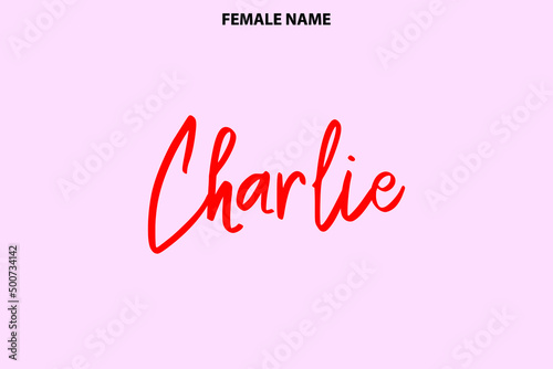 Typography Personal Female Names Charlie on Pink Background