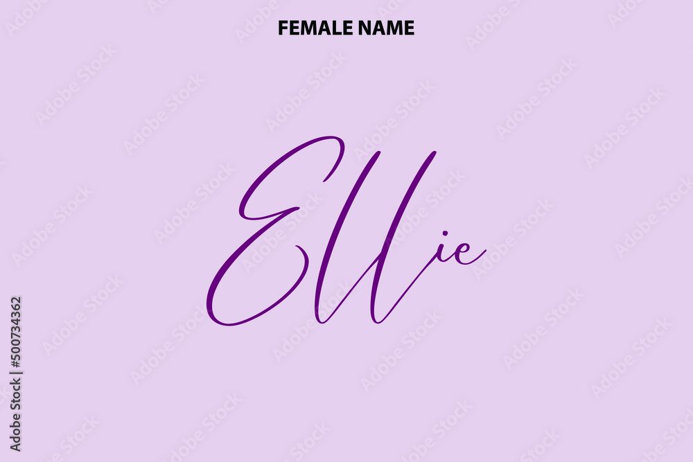 Women's Name Ellie Calligraphy Text on Purple Background Women's Name Ellie Calligraphy Text on Purple Background