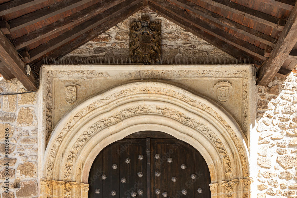 Buitrago del Lozoya, Spain. Entrance of Church Santa Maria del Castillo, in Isabelline Castilian late Gothic