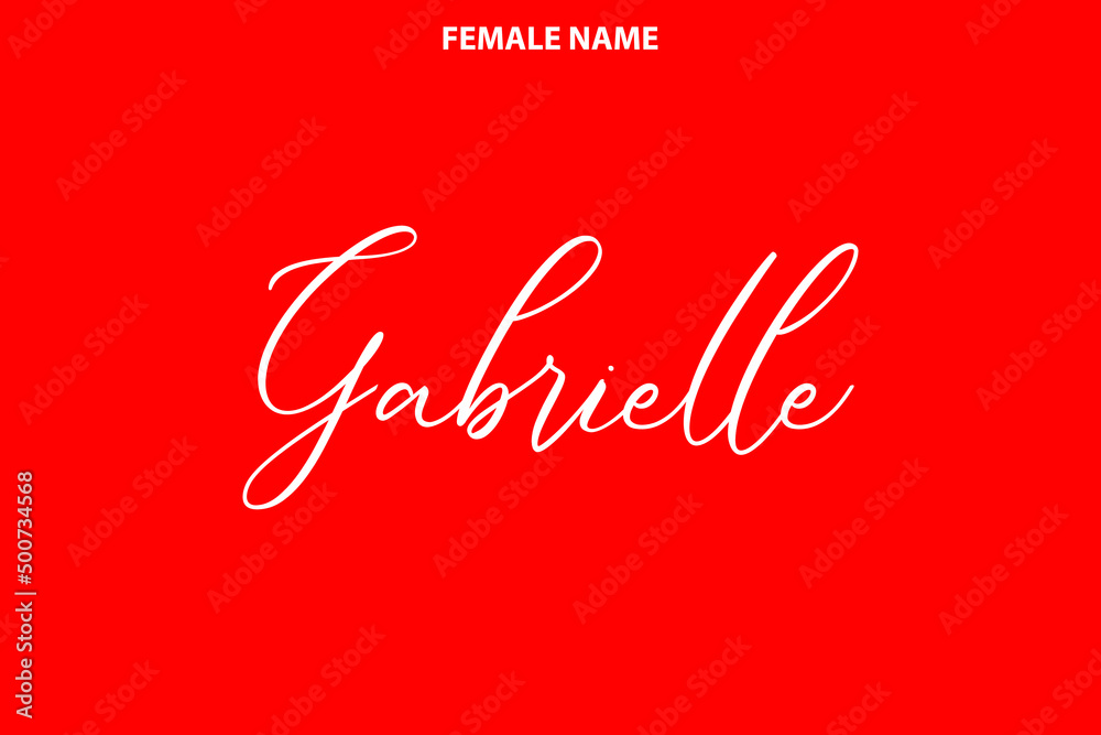 Text Lettering Female First Name Gabrielle on Red Background