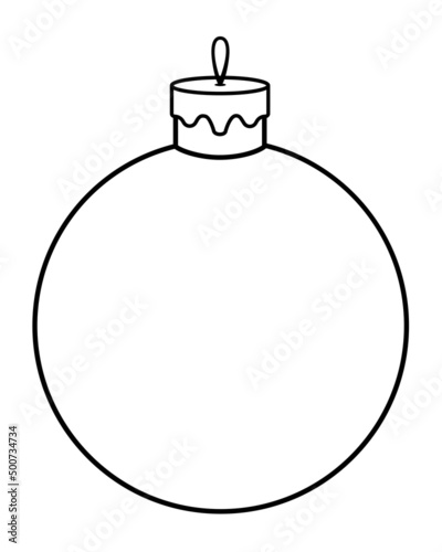 Christmas ball, Christmas toy - vector linear picture for coloring book, logo or pictogram. Outline. Element for Christmas coloring book