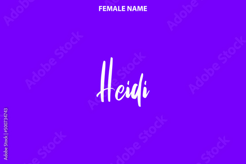 Women's Name Calligraphy Text  Heidi on Purple Background