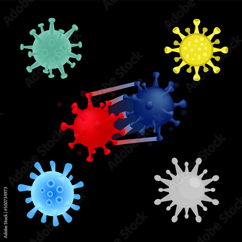 Isolated collection set mutant virus, viruses, microbiology, virology, cells, organism. Vector illustration Eps10.