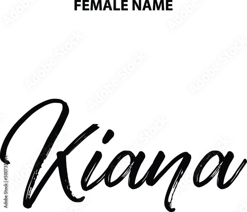 Kiana Cursive Brush Text Lettering Girl Name Design photo