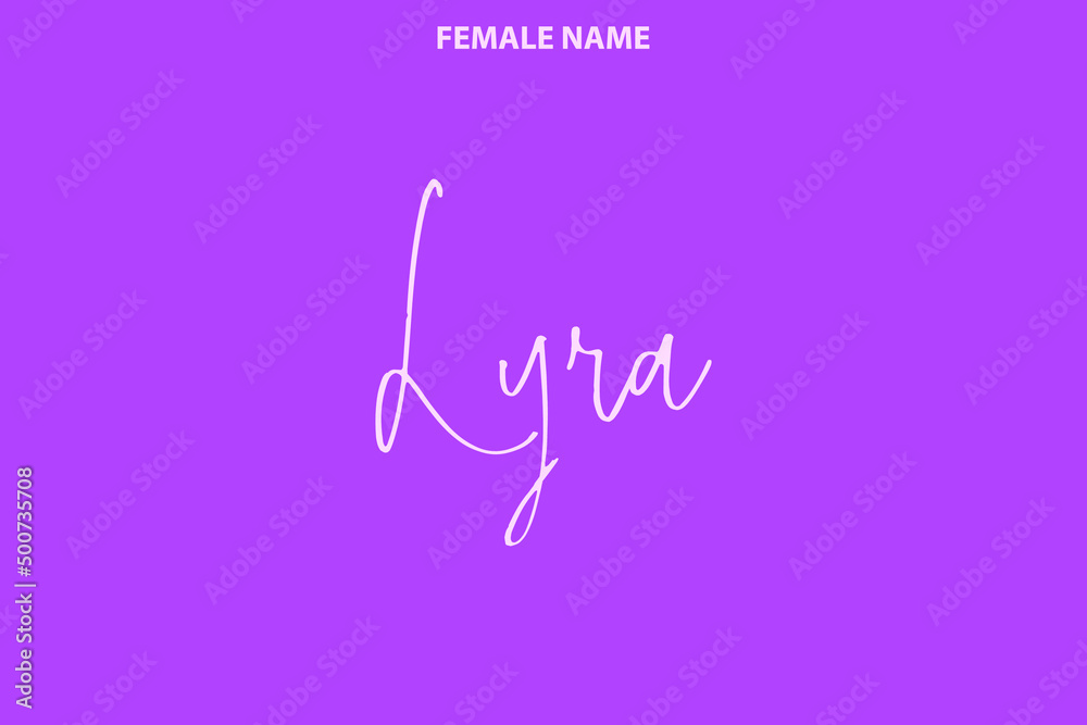 Typography Text Design Given Girl Name Lyra on Purple Background Typography Text Design Given Girl Name Lyra on Purple Background