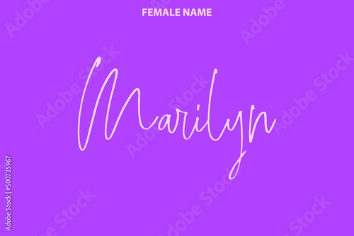 Typography Personal Female Names Marilyn on Purple Background