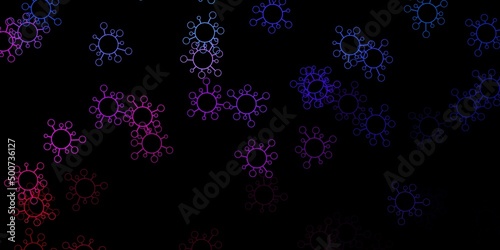 Dark blue, red vector texture with disease symbols.