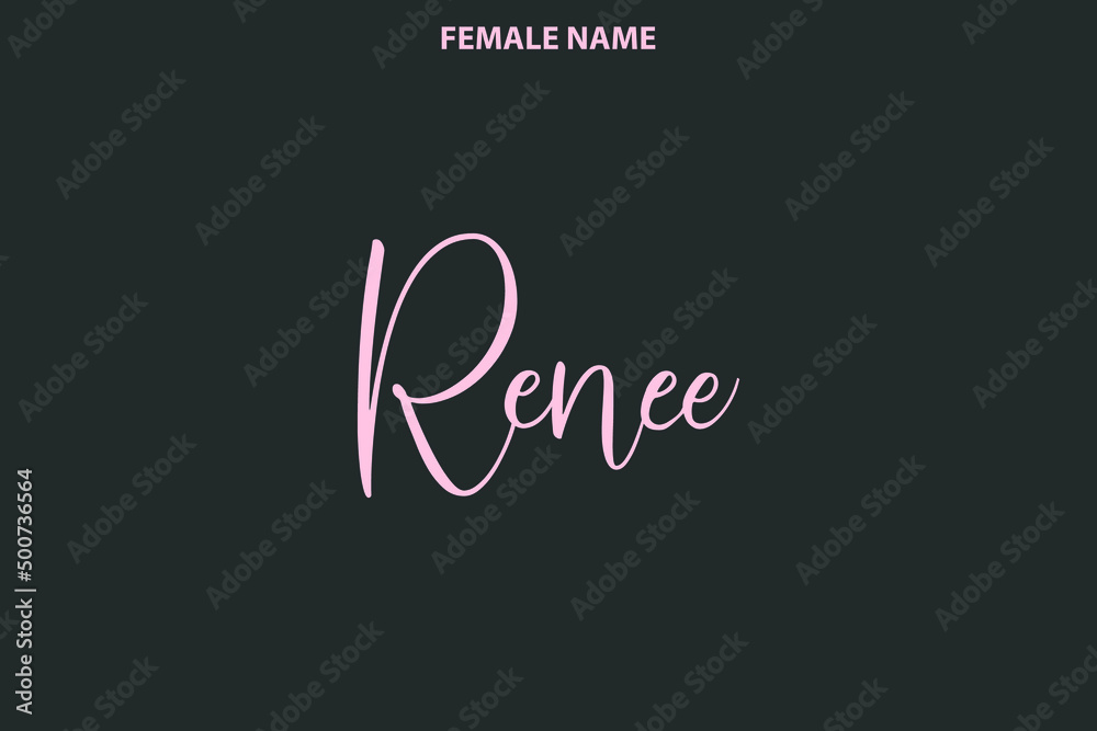 Text Lettering Female First Name Renee on Grey Background Text Lettering Female First Name Renee on Grey Background