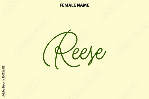 Reese Girl Name Alphabetical Text  on Light Yellow Background photo