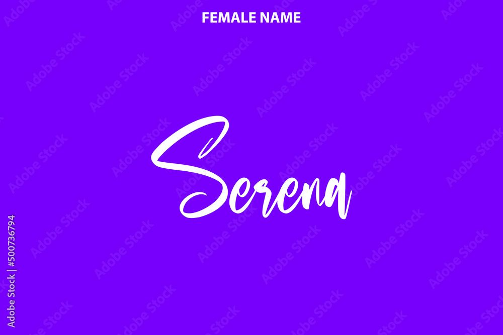 Hand Drawn Vector Girl Name Seren on Purple Background Hand Drawn Vector Girl Name Seren on Purple Background