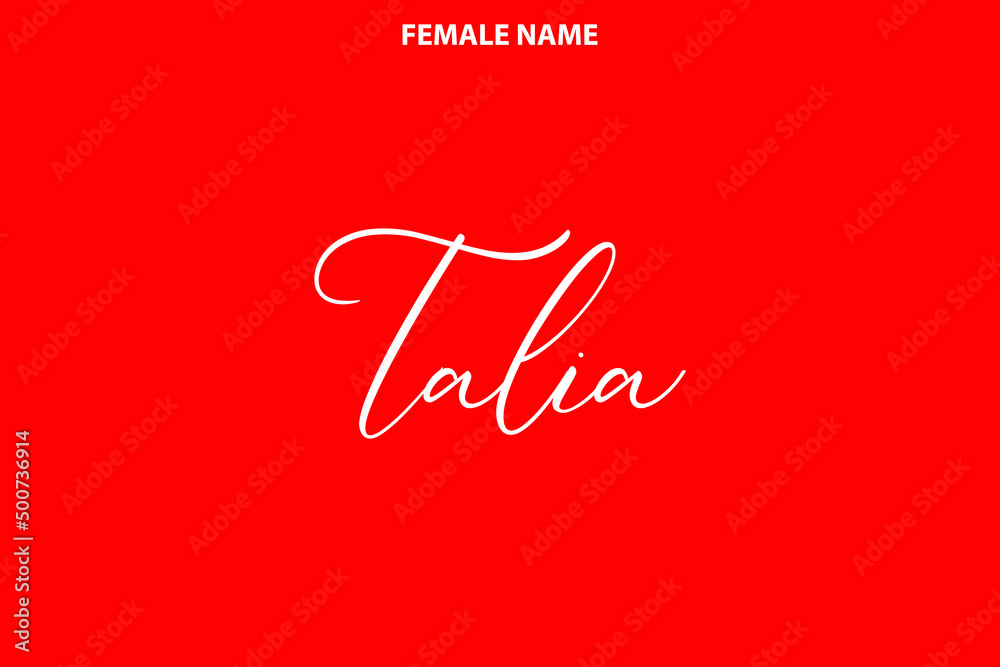 Typographic Spelling of The Girl Name Talia on Red Background - obrazy, fototapety, plakaty 