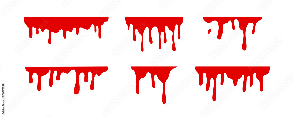 set of red blood or paint splatters, Halloween design element set of red blood or paint splatters, Halloween design element