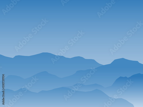 Gradient blue mountain and blue sky illustration