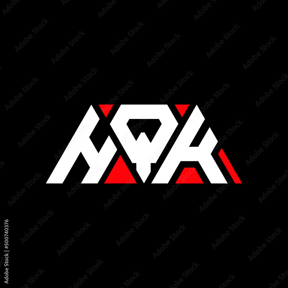 HQK triangle letter logo design with triangle shape. HQK triangle logo design monogram. HQK triangle vector logo template with red color. HQK triangular logo Simple, Elegant, and Luxurious Logo...