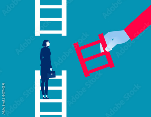 Hand holding a ladder to support. Ladder of success concept