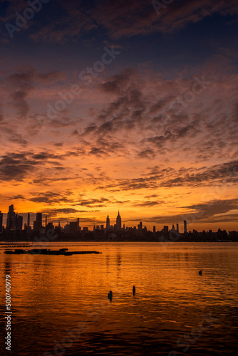 Sunrise over New York City as seen from Hoboken, New Jersey