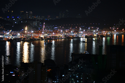 The night view of the  Busan  a port city in South Korea