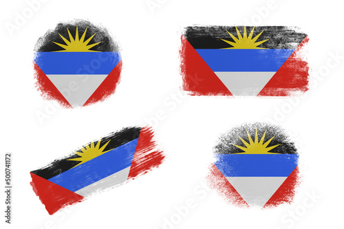 Sublimation backgrounds set on white background. Abstract shapes in colors of national flag. Antigua and Barbuda