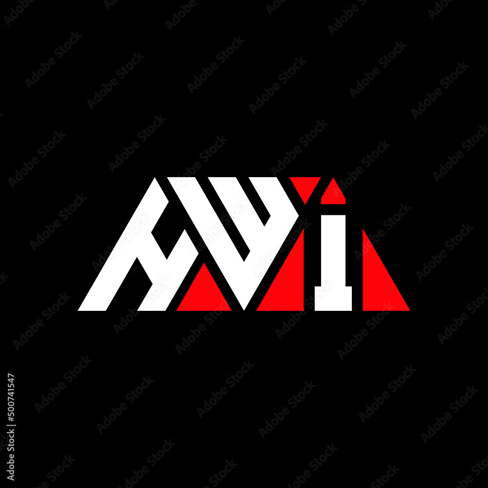 Obraz premium HWI triangle letter logo design with triangle shape. HWI triangle logo design monogram. HWI triangle vector logo template with red color. HWI triangular logo Simple, Elegant, and Luxurious Logo...