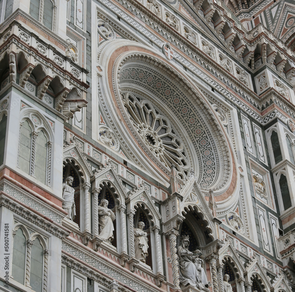 Detail of Cathedral of Florence in Italy in Tuscany Region called Santa Maria del fiore