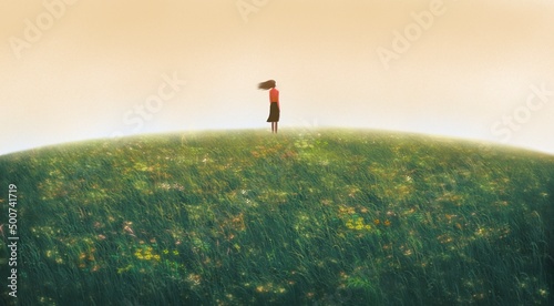Cuadro en lienzo Woman alone in nature