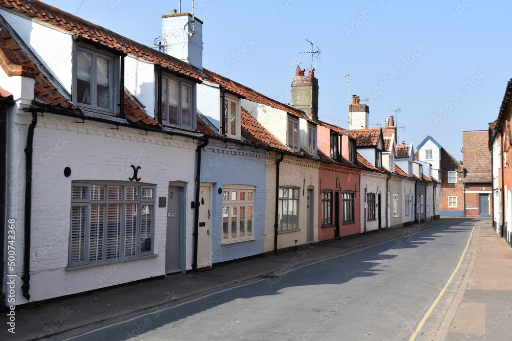Row of colourful cottages