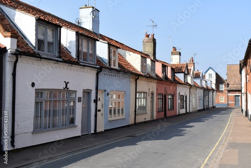Row of colourful cottages