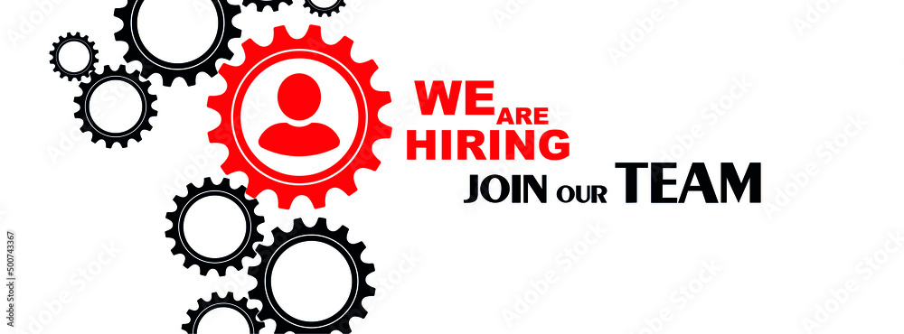 we are hiring sign on white background	