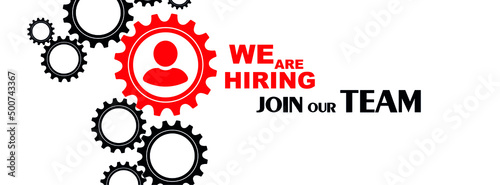we are hiring sign on white background 