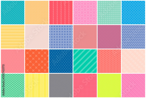Collection of minimalistic striped seamless patterns. Bright colorful prints. Endless linear textures. Repeatable unusual vibrant backgrounds