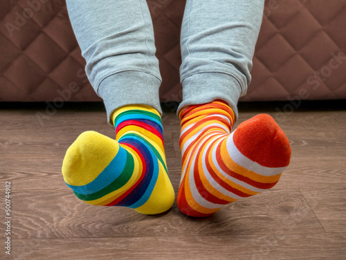 Strange Socks Day. Lonely Sock Day. The social problem of bullying. Strange socks as a symbol of Down syndrome