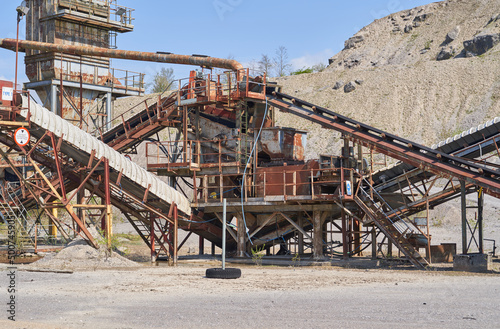 Abandoned rock quarry equipment at Crich, Derbyshire, UK