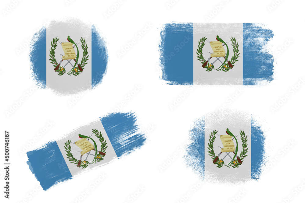 Sublimation backgrounds set on white background. Abstract shapes in colors of national flag. Guatemala