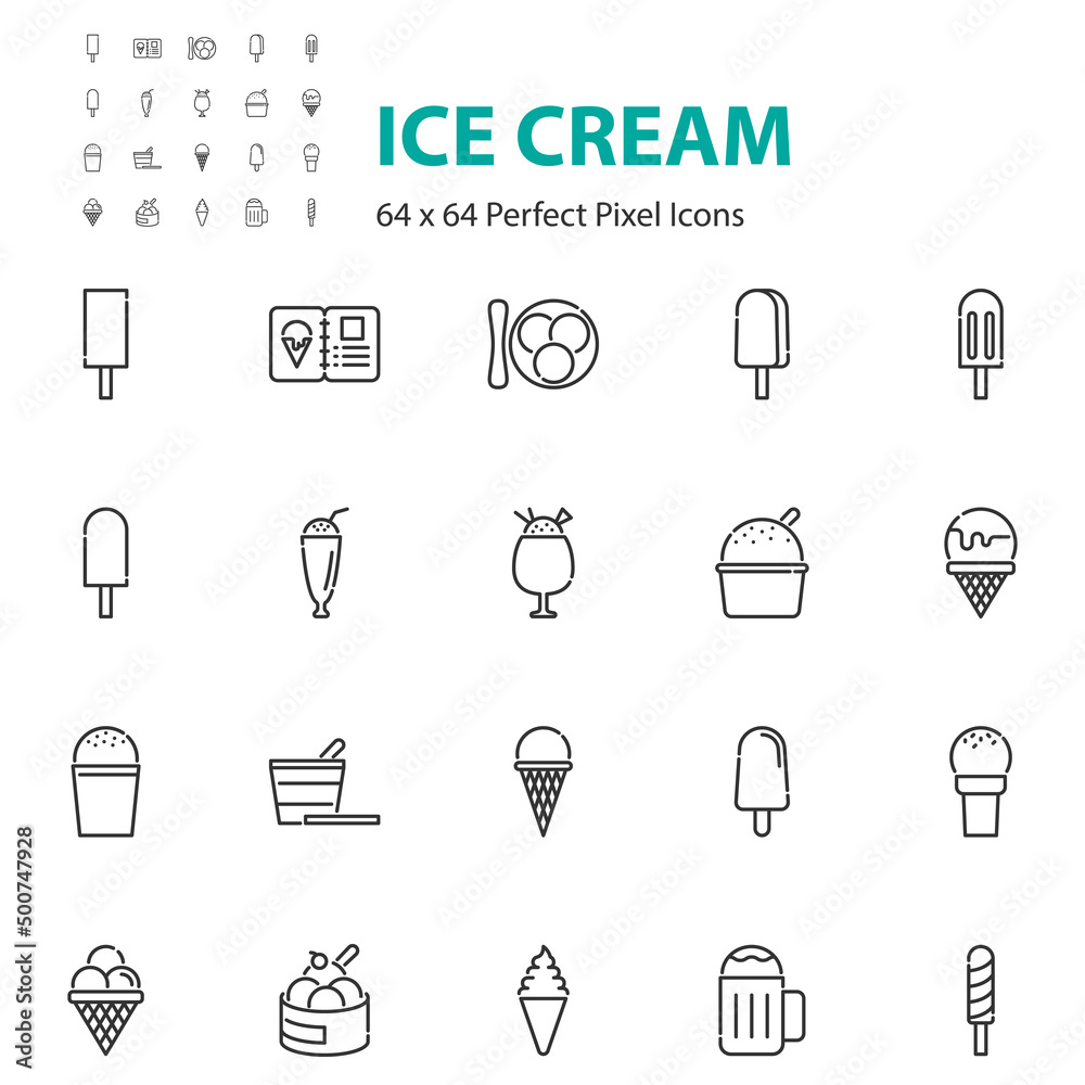 set of ice cream icons, summer set of ice cream icons, summer