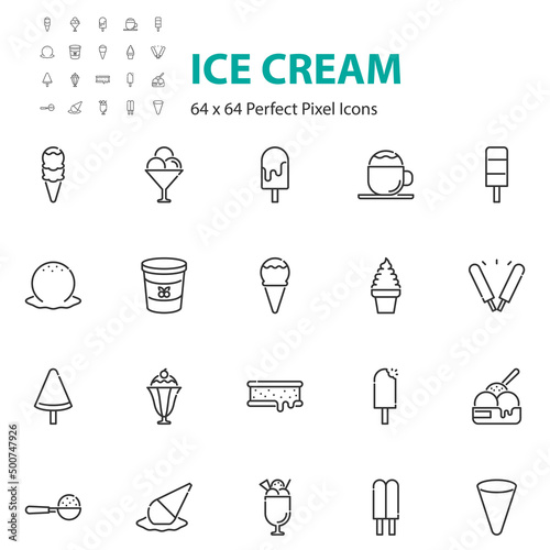 set of ice cream icons, summer