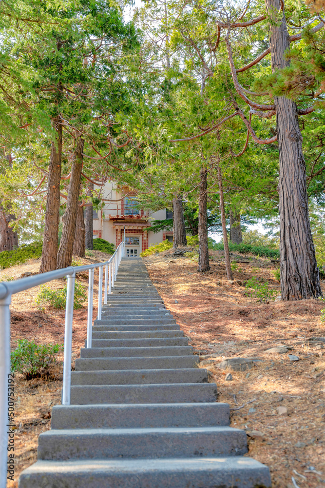 Long staircase heading to a house at San Clemente, California