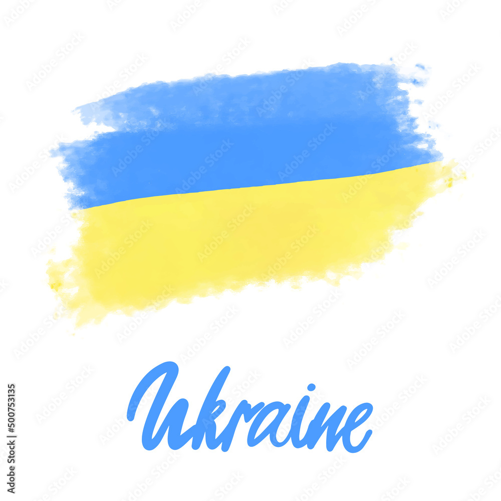 Obraz premium flag, ukraine, background, grunge, brush, abstract, isolated, stroke, war, country, blue, yellow, independence, white, creative, day, graphic, patriotic, design, illustration, national, emblem, paint,