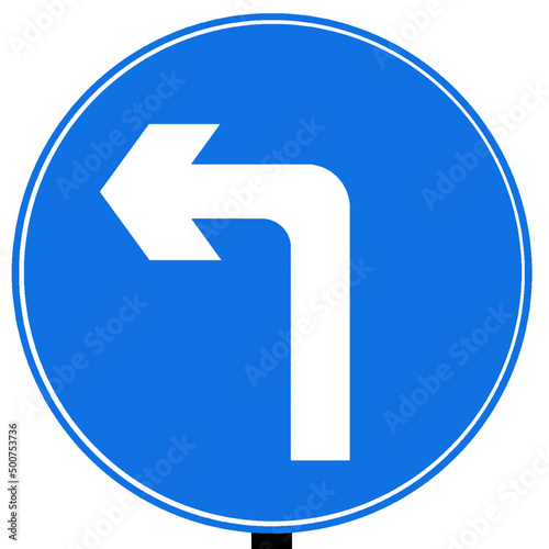 Turn left ahead on this road traffic sign