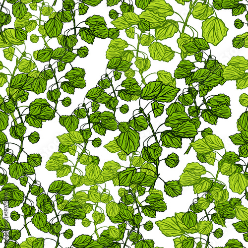 Obraz na plátně Seamless pattern engraved tree branches