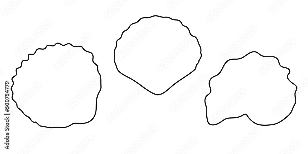 Fototapeta premium Set black outline shell or conch sign icon on white background. Vector clipart illustration